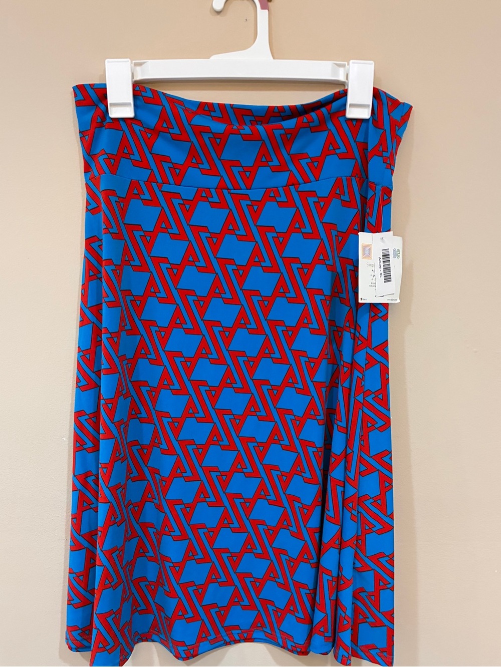 Lula roe Blue & Red Geometric A-Line Skirt